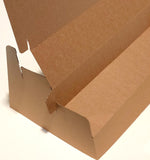 Load image into Gallery viewer, A close-up of a brown kraft cardboard CDU with a hinged lid, shown on a plain white background.