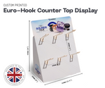 Load image into Gallery viewer, Hook counter top display with dimensions and branding details.