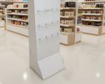 Load image into Gallery viewer, White retail display stand with multiple angled plastic hooks