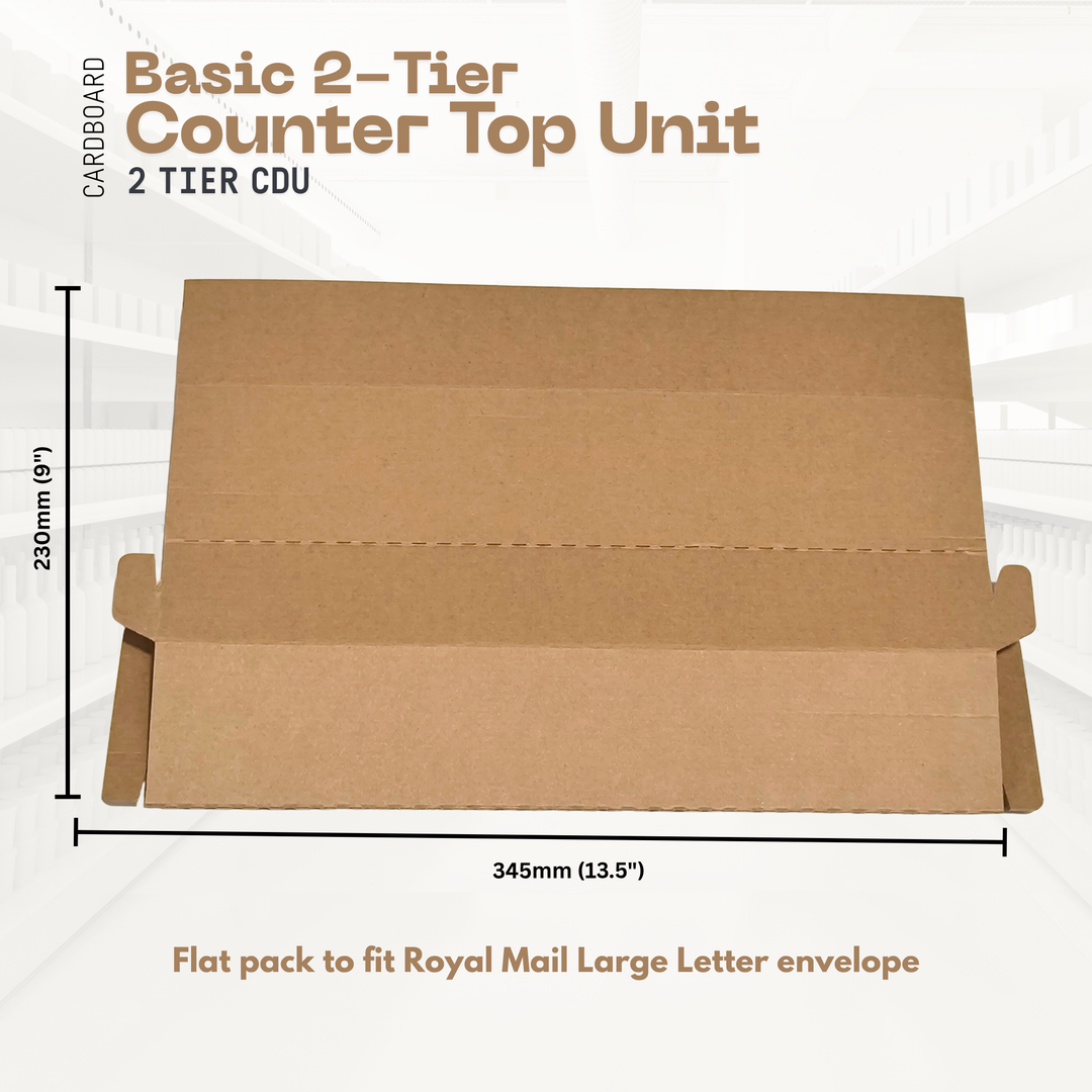 Basic 2 Step Brown Cardboard Counter Top Display Unit CDU