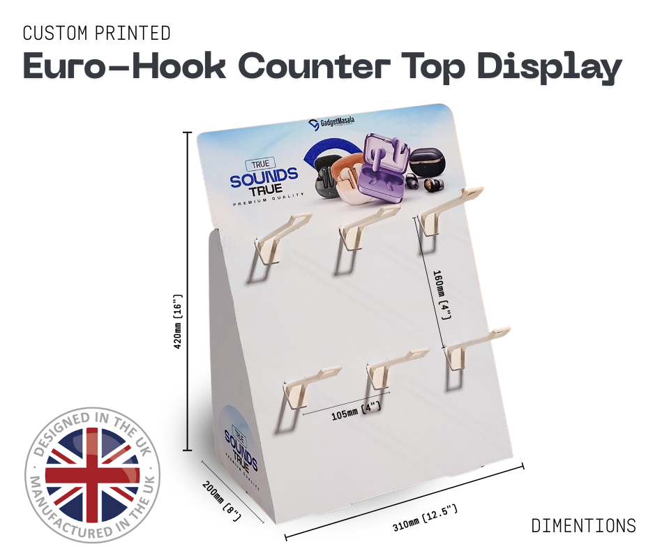 Custom Printed Euro Hook Counter Top Display Unit CDU