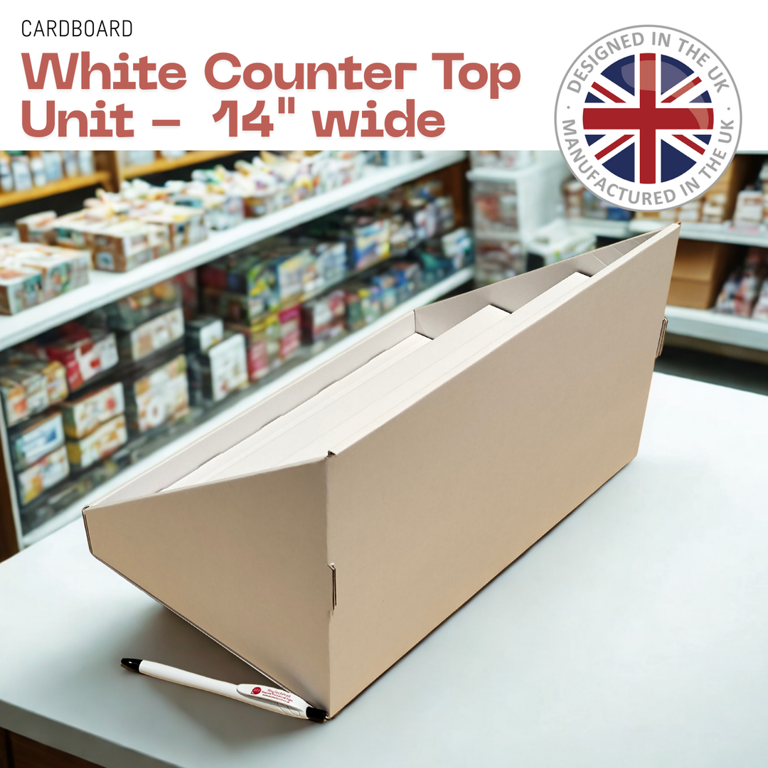 3 STEP 14" WIDE Counter Top White Cardboard CDU Display