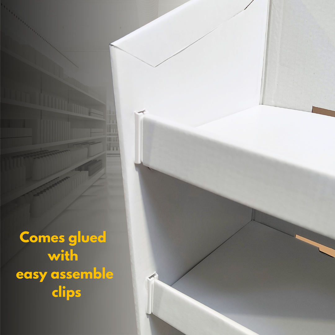 White Cardboard POS Floor Stand Display 4 Shelf Unit FSDU