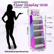 Custom Printed 5 Shelves Floor Stand Retail Display Unit FSDU 4ft tall