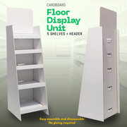 White Cardboard 5 Shelves Floor Stand Display Unit FSDU 4ft height