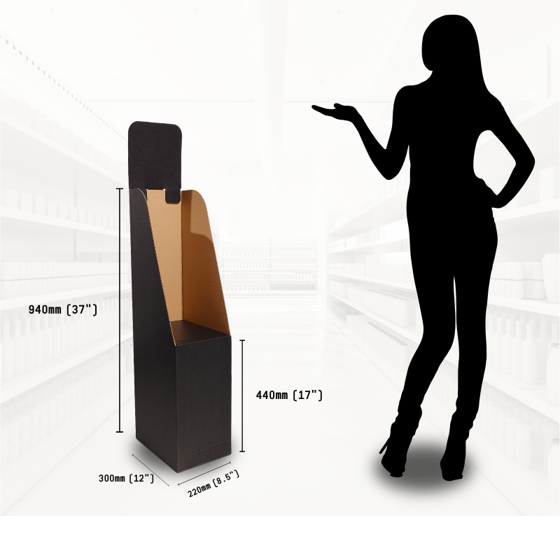 Black A4 Magazine Floor Stand Display Unit FSDU