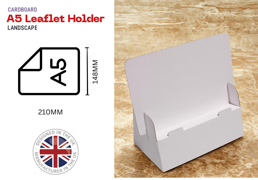 A5 White Cardboard Leaflet Holder Pack of 5, 10, 20
