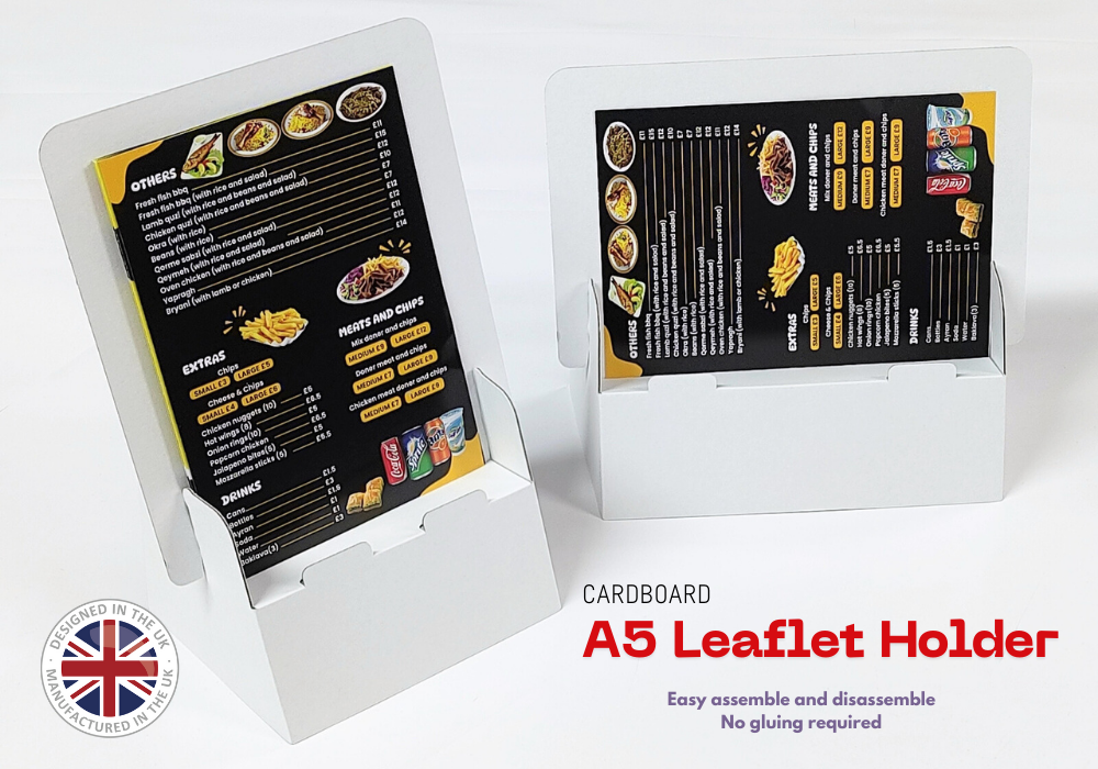 A5 White Cardboard Leaflet Holder Pack of 5, 10, 20