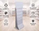Load image into Gallery viewer, A white retail display stand with multiple small hooks