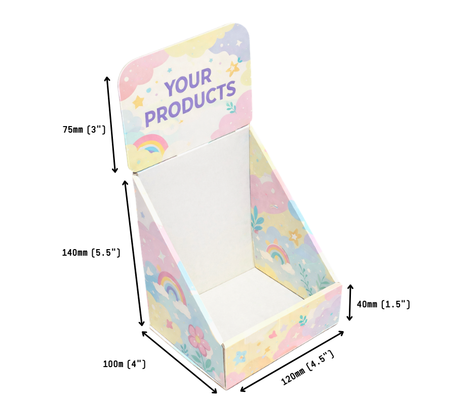 Custom Branded Full Colour Printed Counter Top Mini CDU for A6 Packs