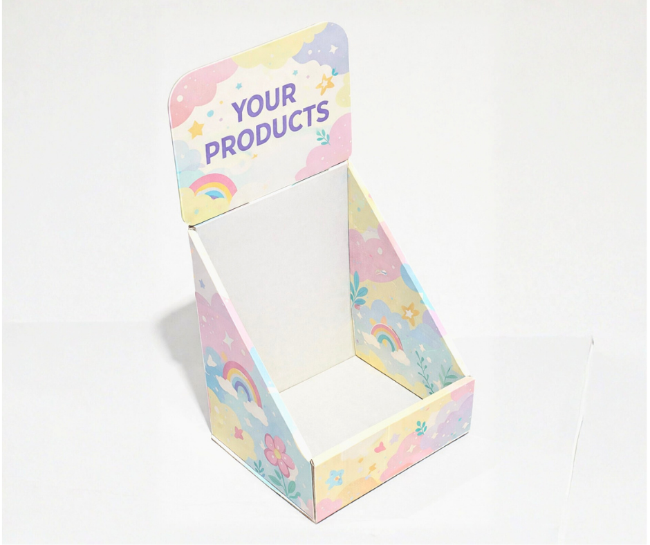 Custom Branded Full Colour Printed Counter Top Mini CDU for A6 Packs