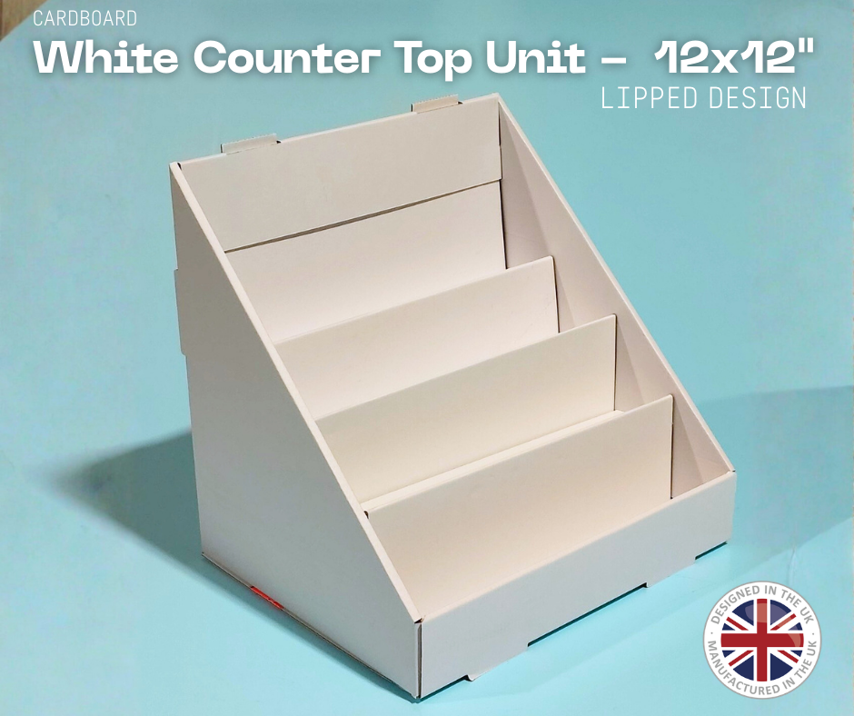 Plain White Counter Top Display Unit wth 4 Tiers-  12" x12"