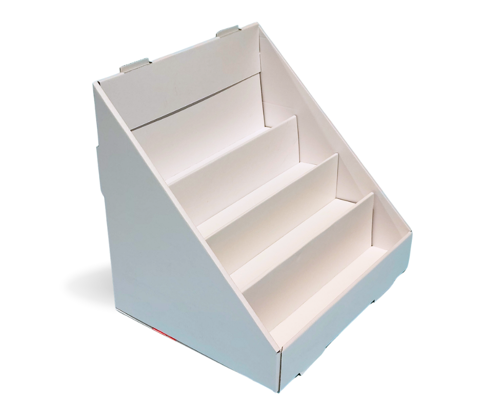 Plain White Counter Top Display Unit wth 4 Tiers-  12" x12"