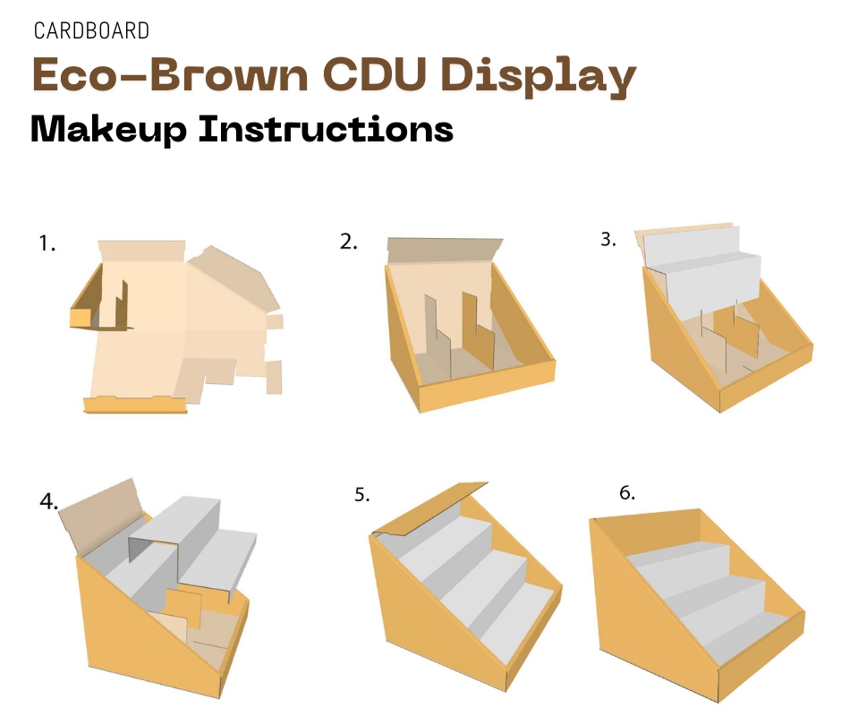3 STEP Mini Counter Top Eco friendly Brown Cardboard CDU Display