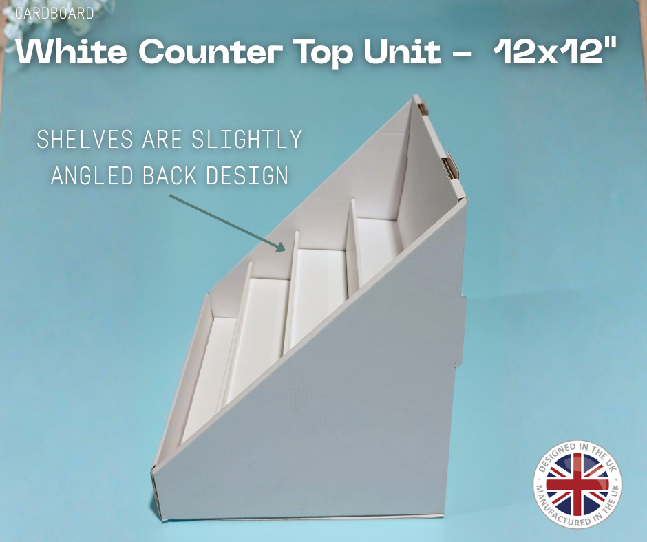 Plain White Counter Top Display Unit wth 4 Tiers-  12" x12"