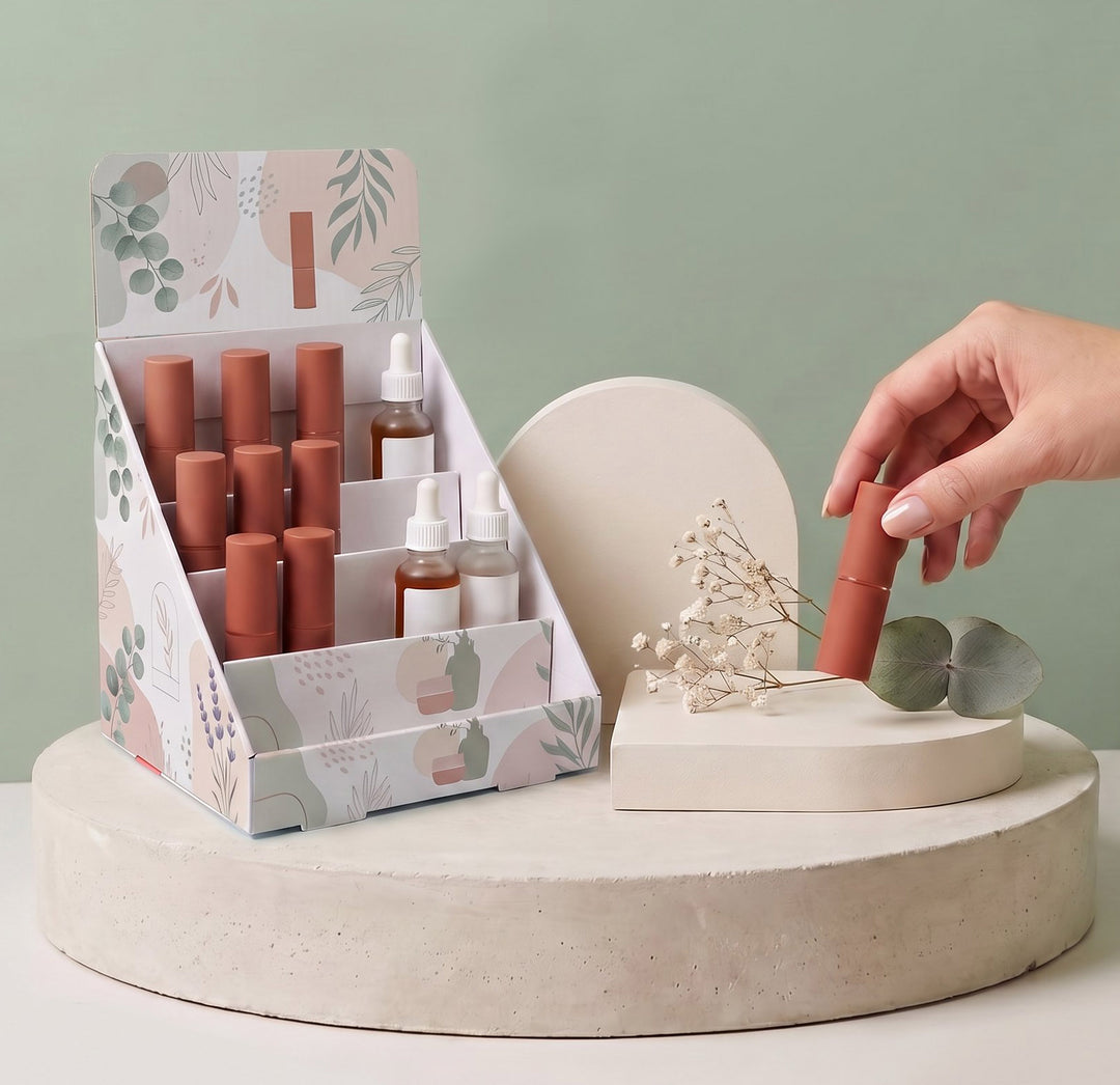 Custom Printed 4-Tier Counter Top CDU Display with Shelf Lip