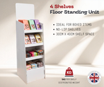 Load image into Gallery viewer, Large White Cardboard 4 Shelves Floor Stand Display Unit FSDU 4ft