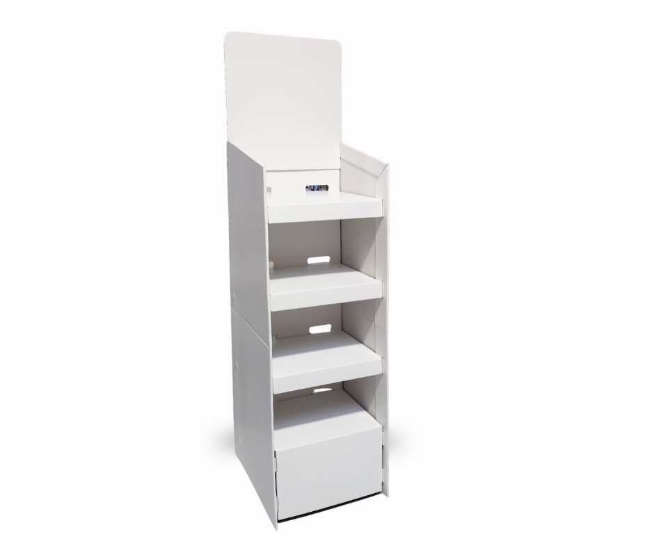 Large White Cardboard 4 Shelves Floor Stand Display Unit FSDU 4ft