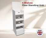 Load image into Gallery viewer, Large White Cardboard 4 Shelves Floor Stand Display Unit FSDU 4ft
