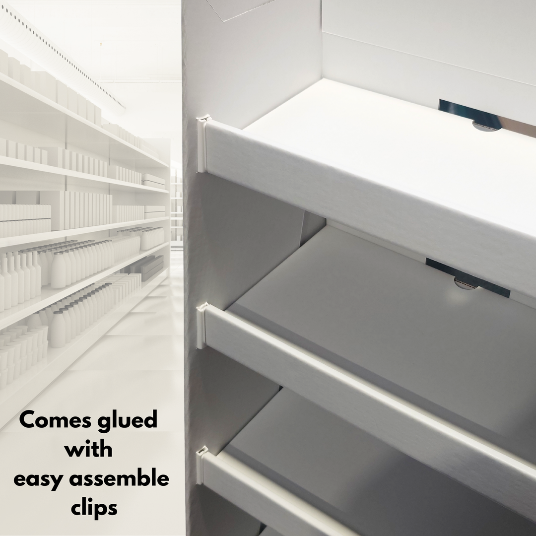 White Cardboard 5 Shelves Floor Stand Display Unit FSDU 4ft height