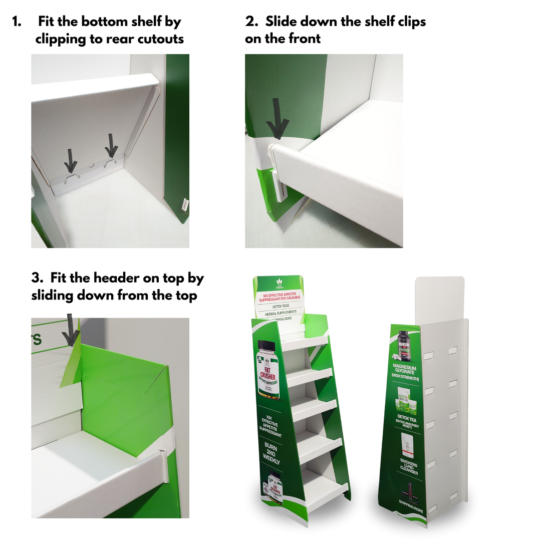 Custom Printed Cardboard 5 Shelves Floor Stand Retail Display Unit FSDU