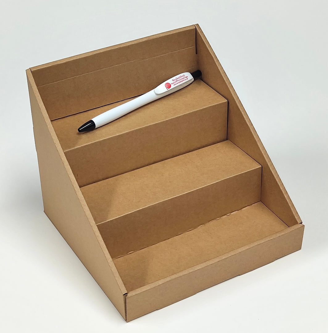 3 STEP Small Counter Top Eco friendly Brown Cardboard CDU Display