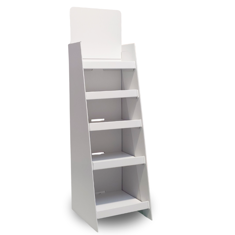 White Cardboard 5 Shelves Floor Stand Display Unit FSDU 4ft height